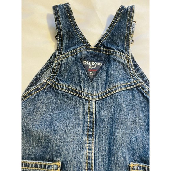 OshKosh B'gosh Vestbak Denim Bib Overalls Toddler 12 Months Blue Jeans Snaps - Picture 6 of 9